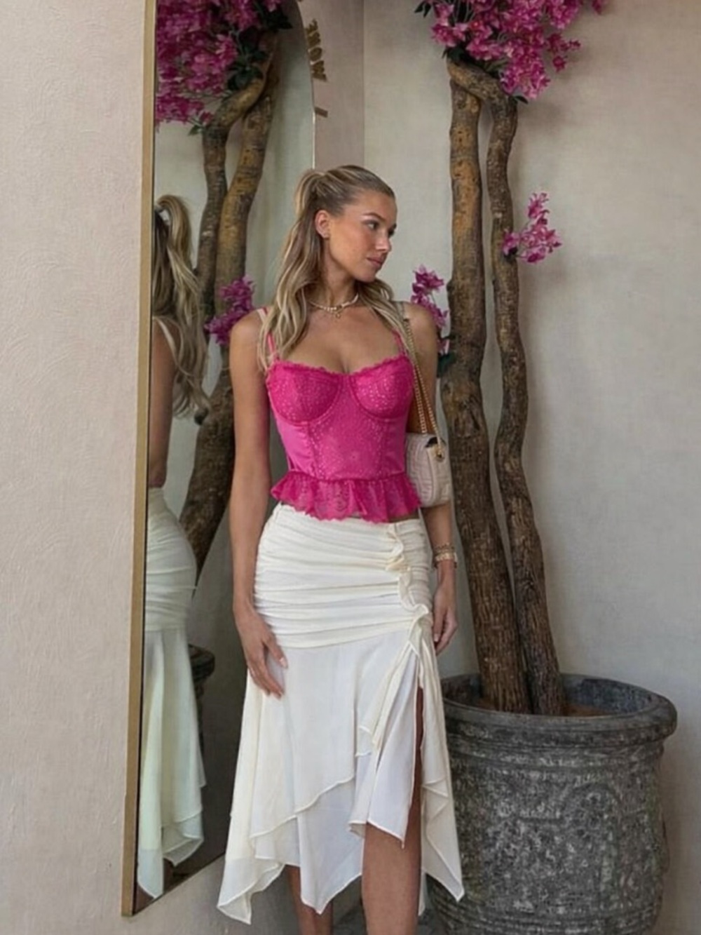 Adorable Pink Lace Bustier Top